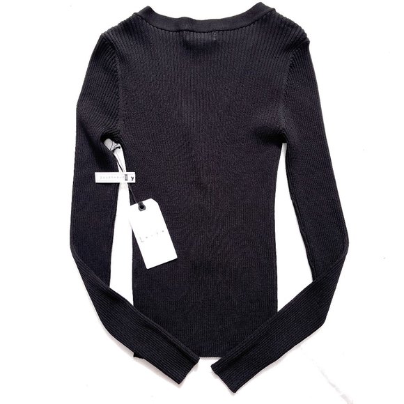 Leith Ribbed Knit Top V Neck Long Sleeve Henley NWT XS - Picture 9 of 10